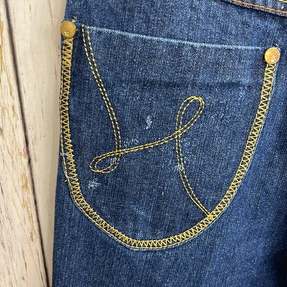 Notorious Big Dark Wash High Rose Wide leg jeans Vintage - Picture 6 of 8